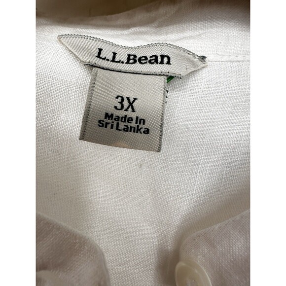 LL Bean Linen Tunic Top 3X Pleated Button Long Sleeves Resort Cruise 100% Linen - Picture 10 of 12